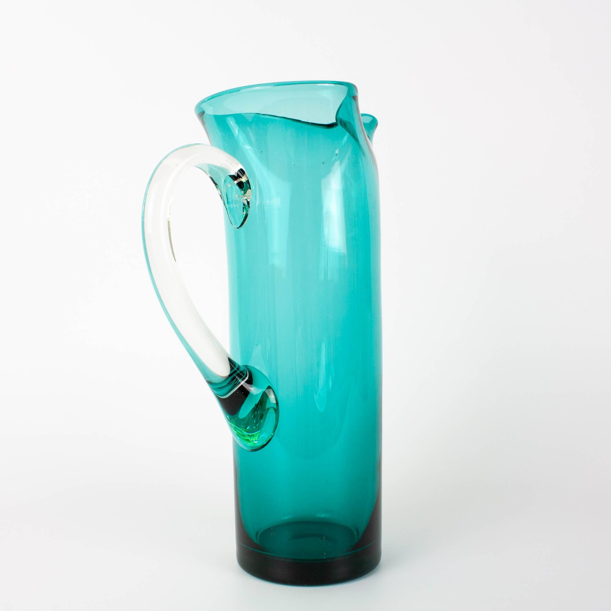 1960s Portuguese Turquoise Glass Jug