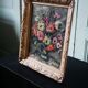 Old oil on canvas, bouquet of flowers, Montmartre style framing.