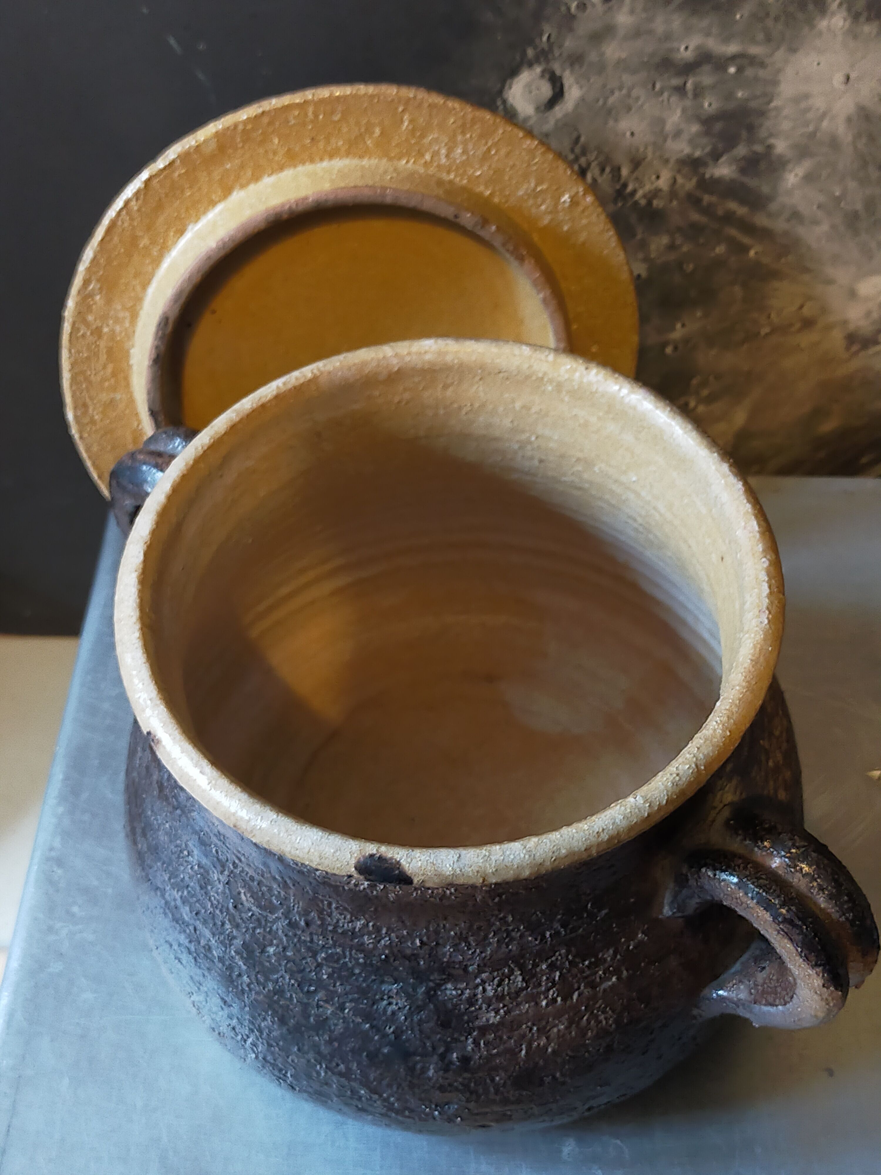 Ceramic covered pot by Jean Marais signed, Vallauris 80s