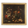 Old painting of still life with flowers, fruits, and birds from the 18th century.