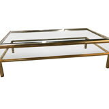 Table basse coulissante en laiton des années 1970