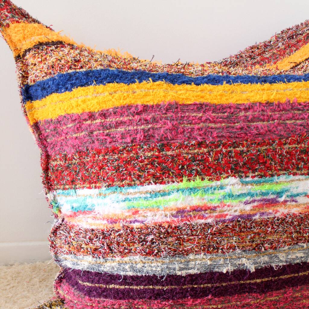 Handwoven recycled cotton pouf cover