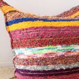 Housse de pouf artisanal en coton recyclé tissé main