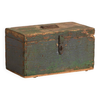 Ancien coffre militaire à patine verte (c.1910) #67