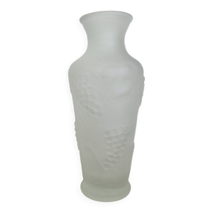 Vase en verre givré,