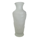 Vase en verre givré, dépoli, made in Italy, décor de pommes et de raisins