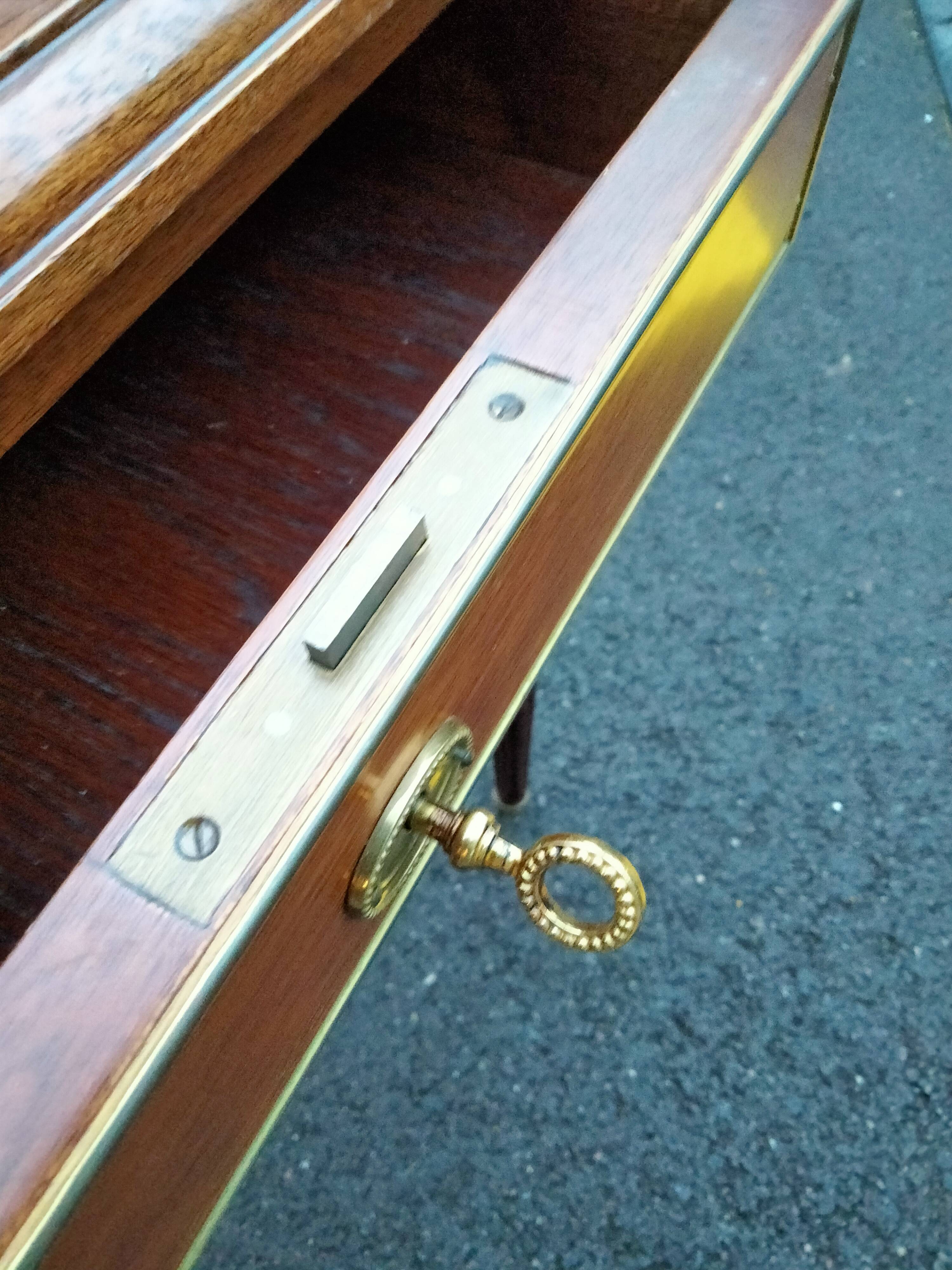 Old style flat desk louis xvi leather tray with 2 pulls
