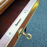 Old style flat desk louis xvi leather tray with 2 pulls