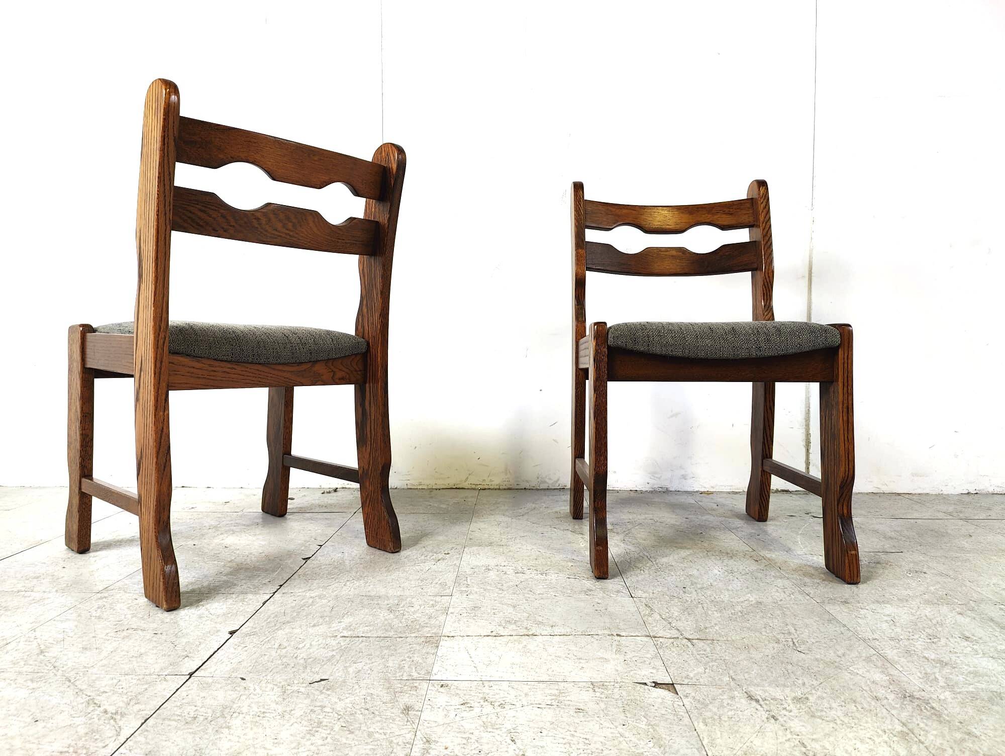 Vintage brutalist dining chairs, set of 6 - 1970s