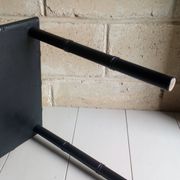 Black wood and bamboo side table