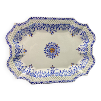 Very large Gien earthenware dish, Rouen decor