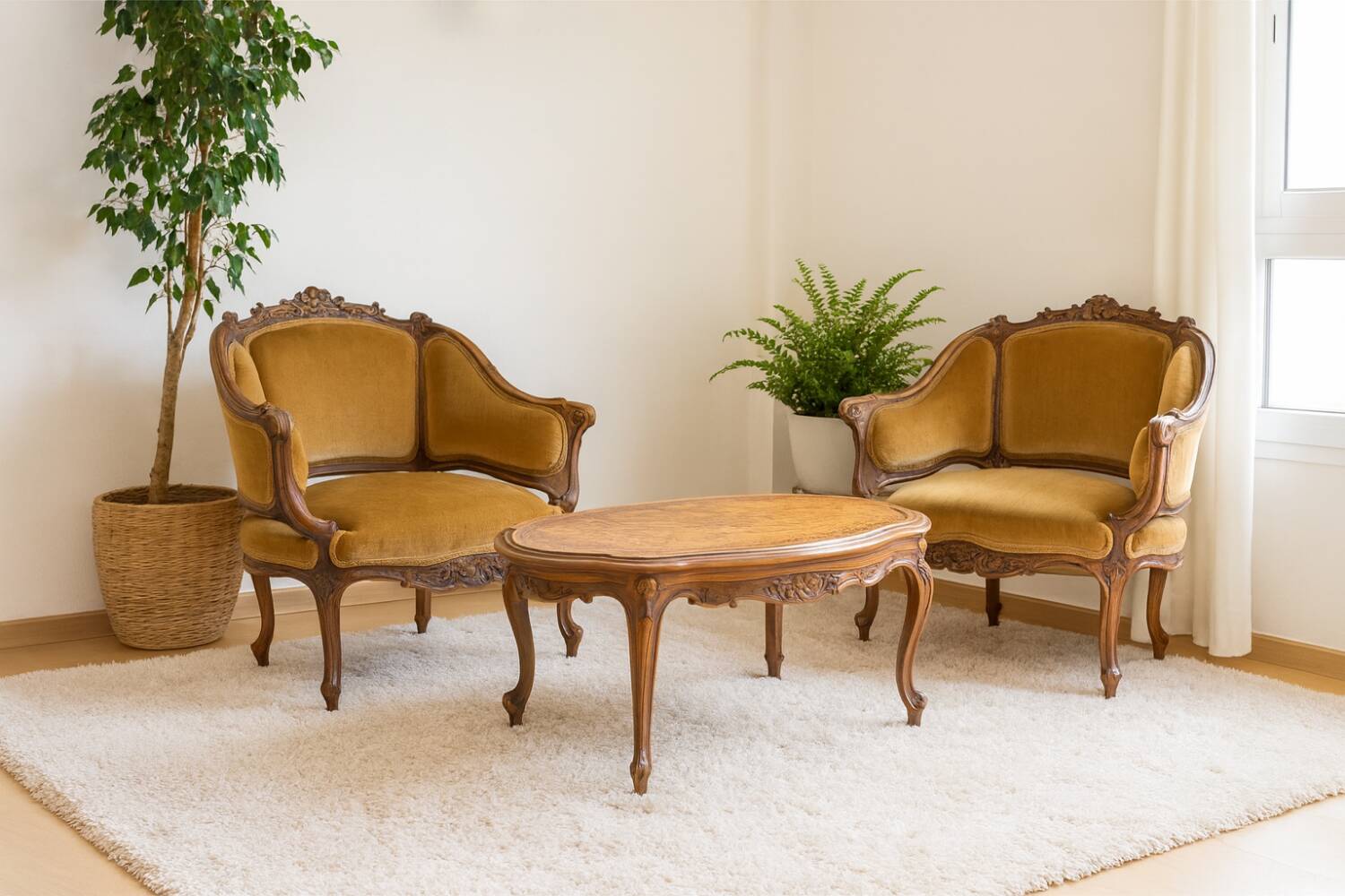 Paire de fauteuils marquise style Louis XV