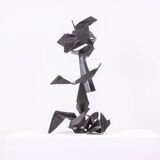 Jean Campa. Geometric sculpture in polished metal. 1980s.