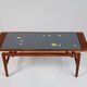 Teak and frosted glass coffee table, Italy 1960.