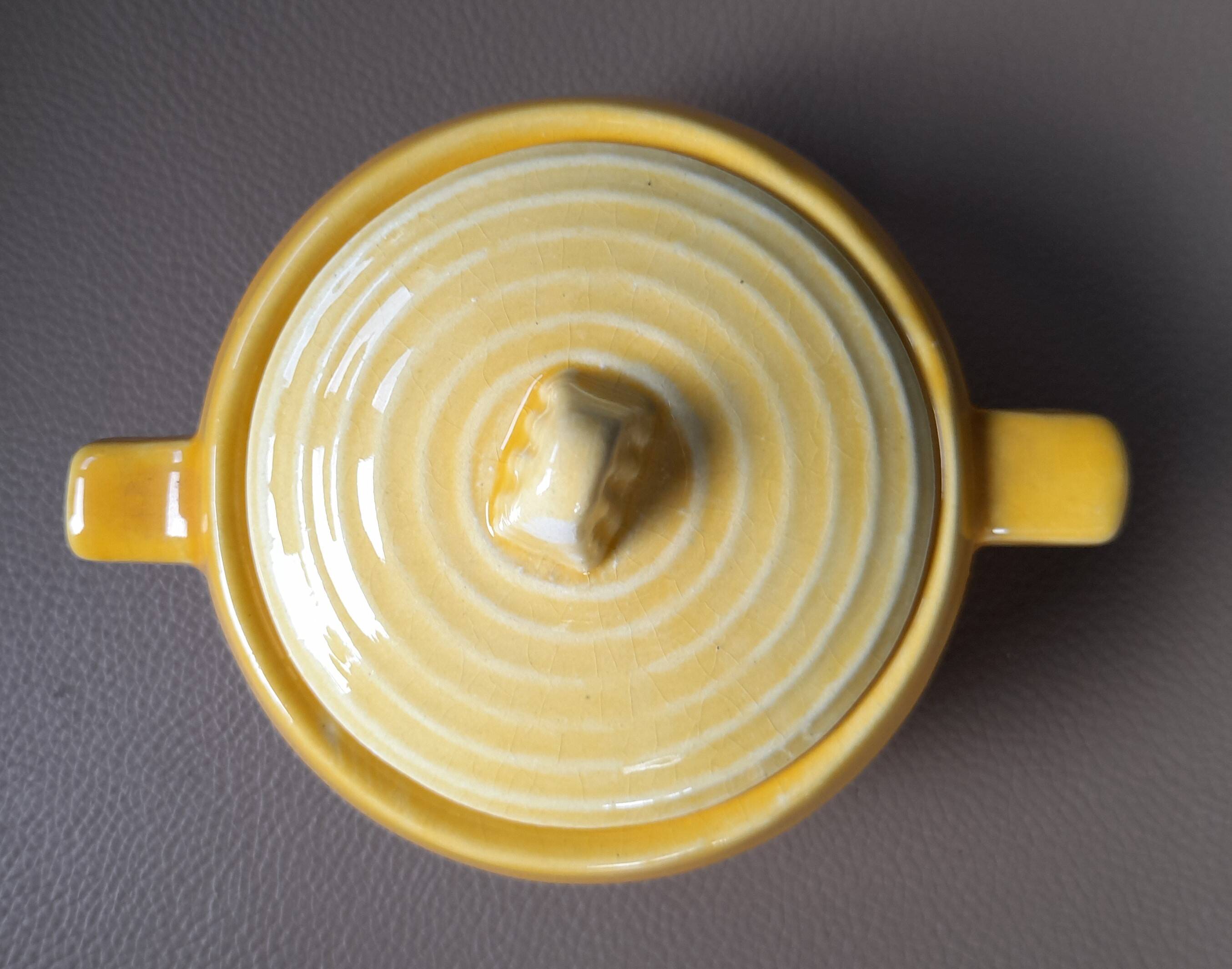 Antique yellow earthenware tea set
