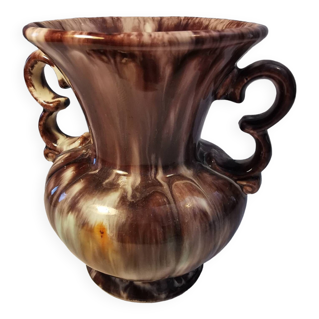Vase Pichet En Céramique Avec Relief Et Anse - Numéroté 1722/27 - Occasion