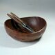 Handmade teak serving bowl with a nutcracker as a set, vintage from the 1960s