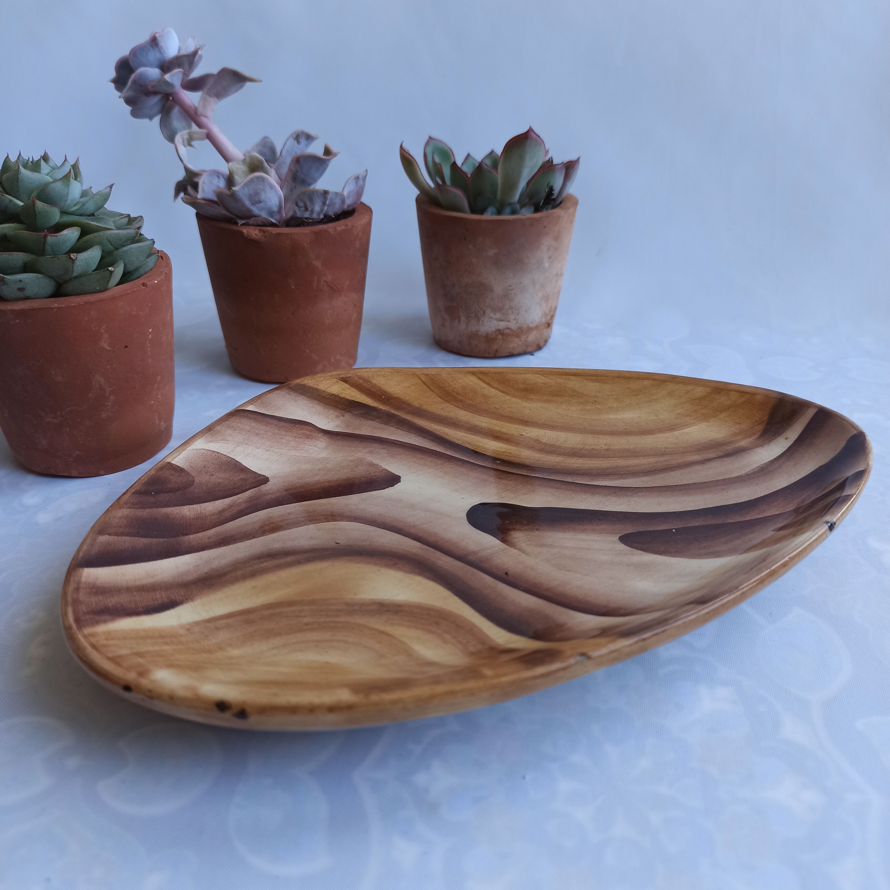 Fake wood dish Vallauris vintage