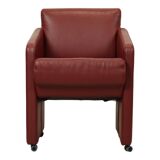 Vintage Couple Red Sofas Armchairs High Quality Faux Leather