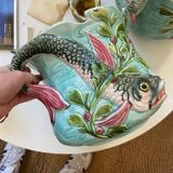 Cache pot poisson en barbotine du début XXème