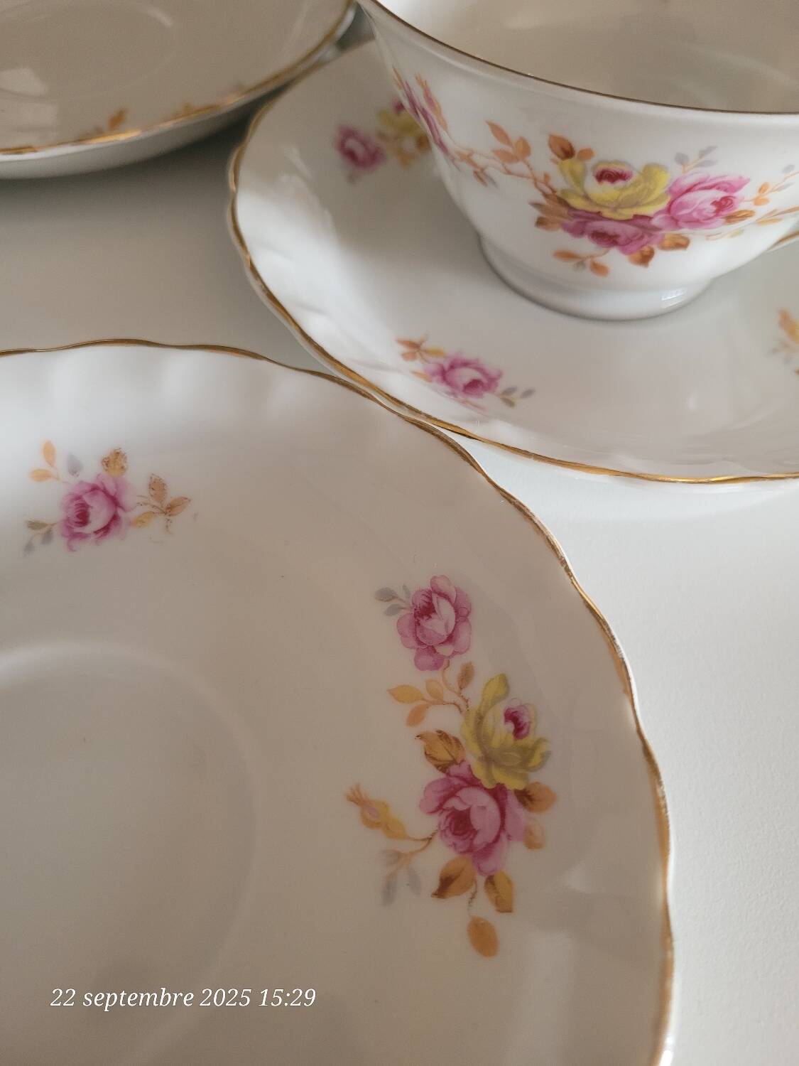 4 antique cups and saucers