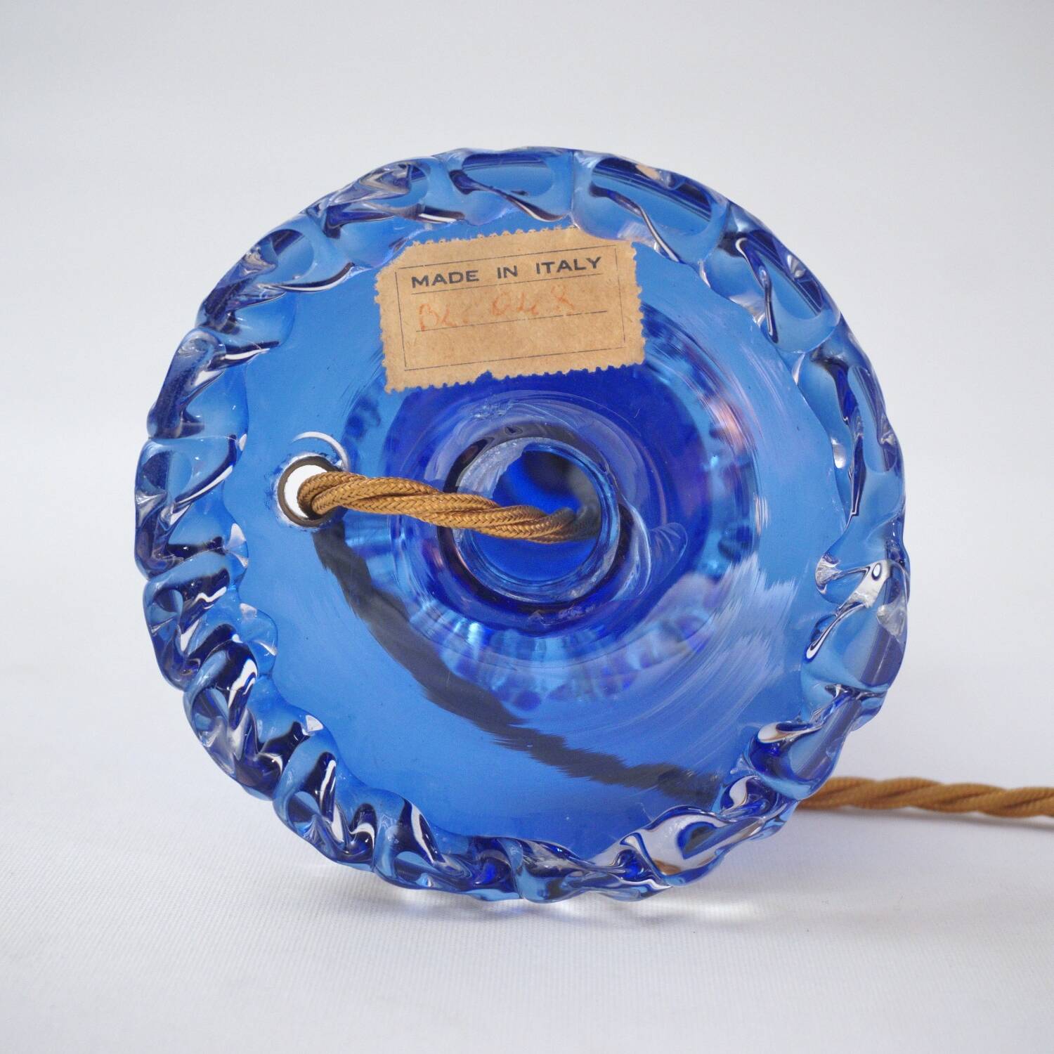 Murano glass lamp handblown blue crystal Barovier & Toso style 1920's Italy