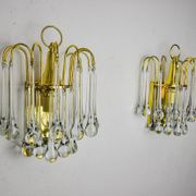 Pair of Venini "drops" wall lights, 2 levels, murano glass, Italy, 1970
