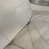 Leolux armchair, swivel chair with white leather upholstery, 1960s