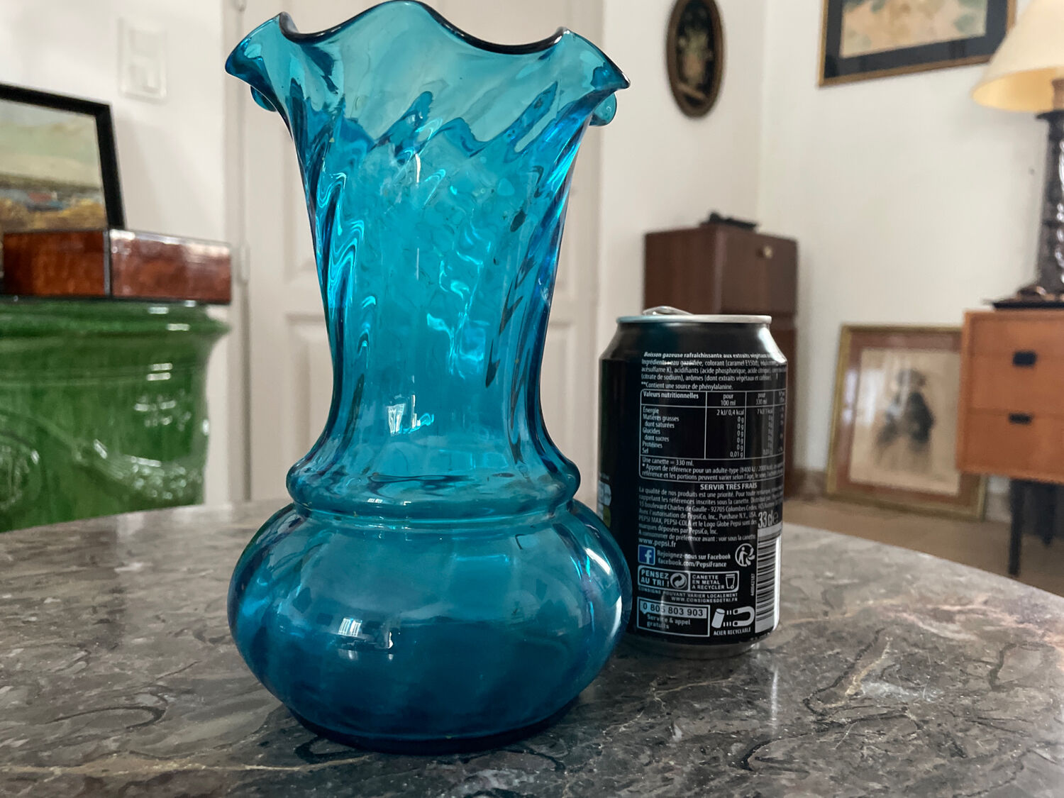 Vase en cristal bleu Georges Sand XIXeme siècle