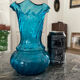Vase en cristal bleu Georges Sand XIXeme siècle