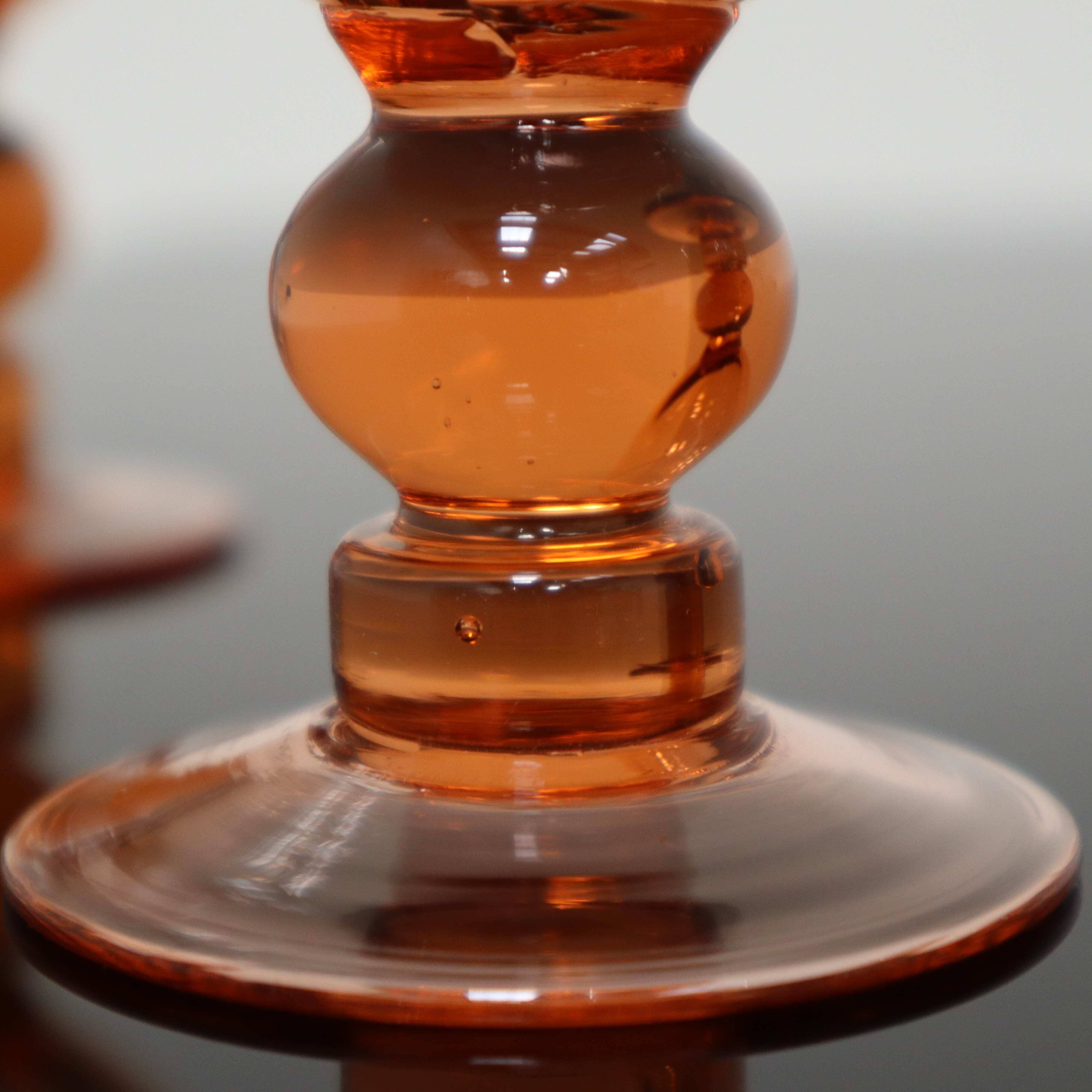 5 vintage pink stemmed antique glasses