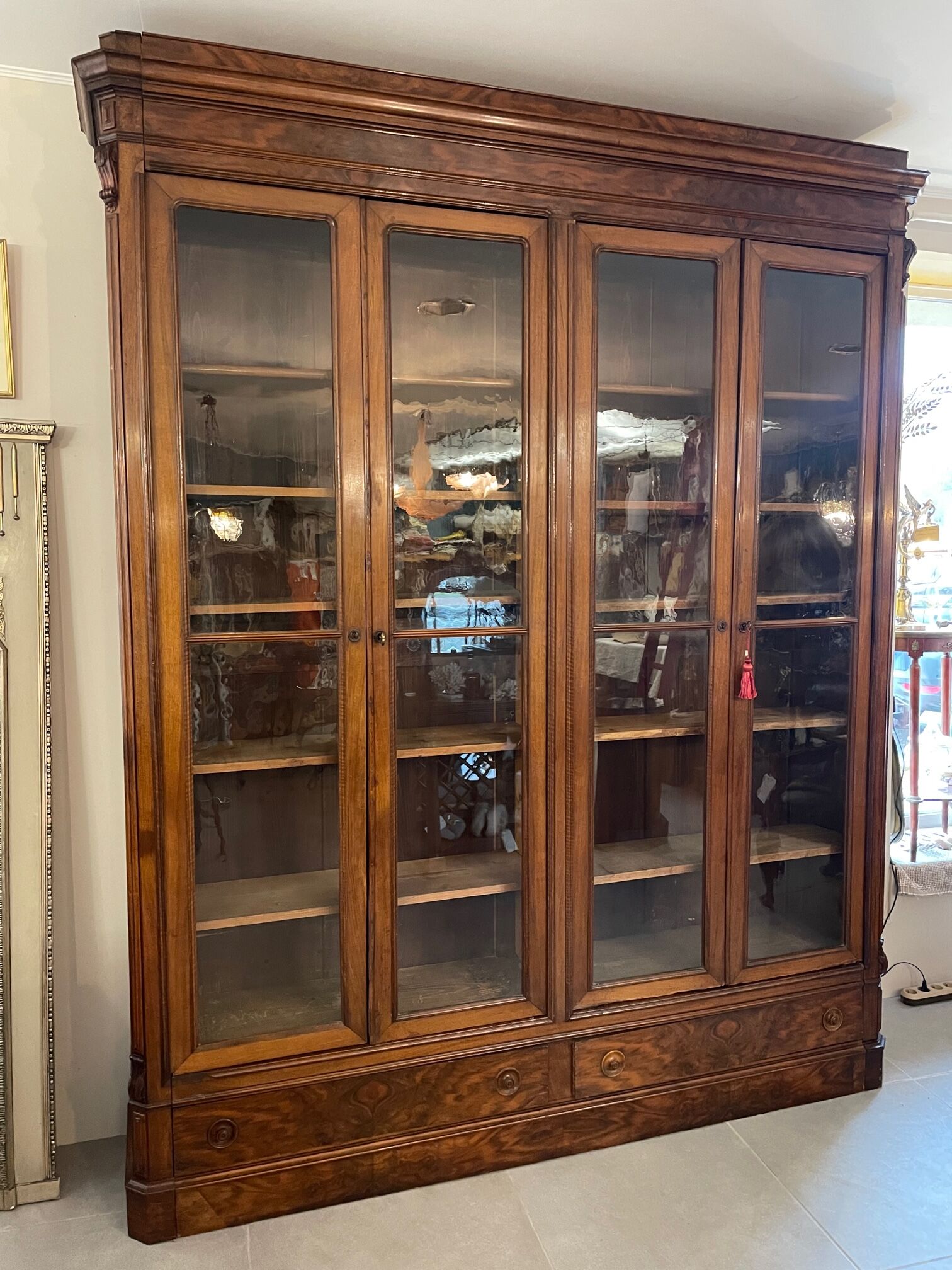 1900 walnut display case