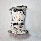 Rare Brutalist style vase in porcelain so fine and shiny it looks like millet glass