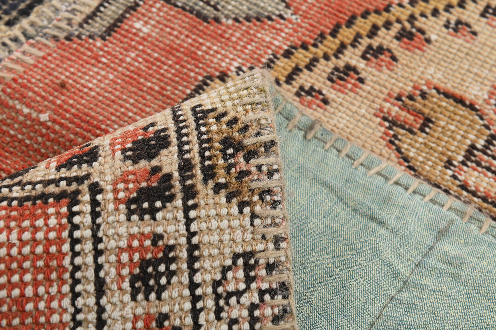 5x8 Neutral Red Beige Oushak Patchwork Rug 245x168Cm