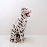 White ceramic tiger - Ceramiche Boxer, Italy