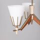 Lustre vintage années 50 en laiton, bois et verre opale design italien