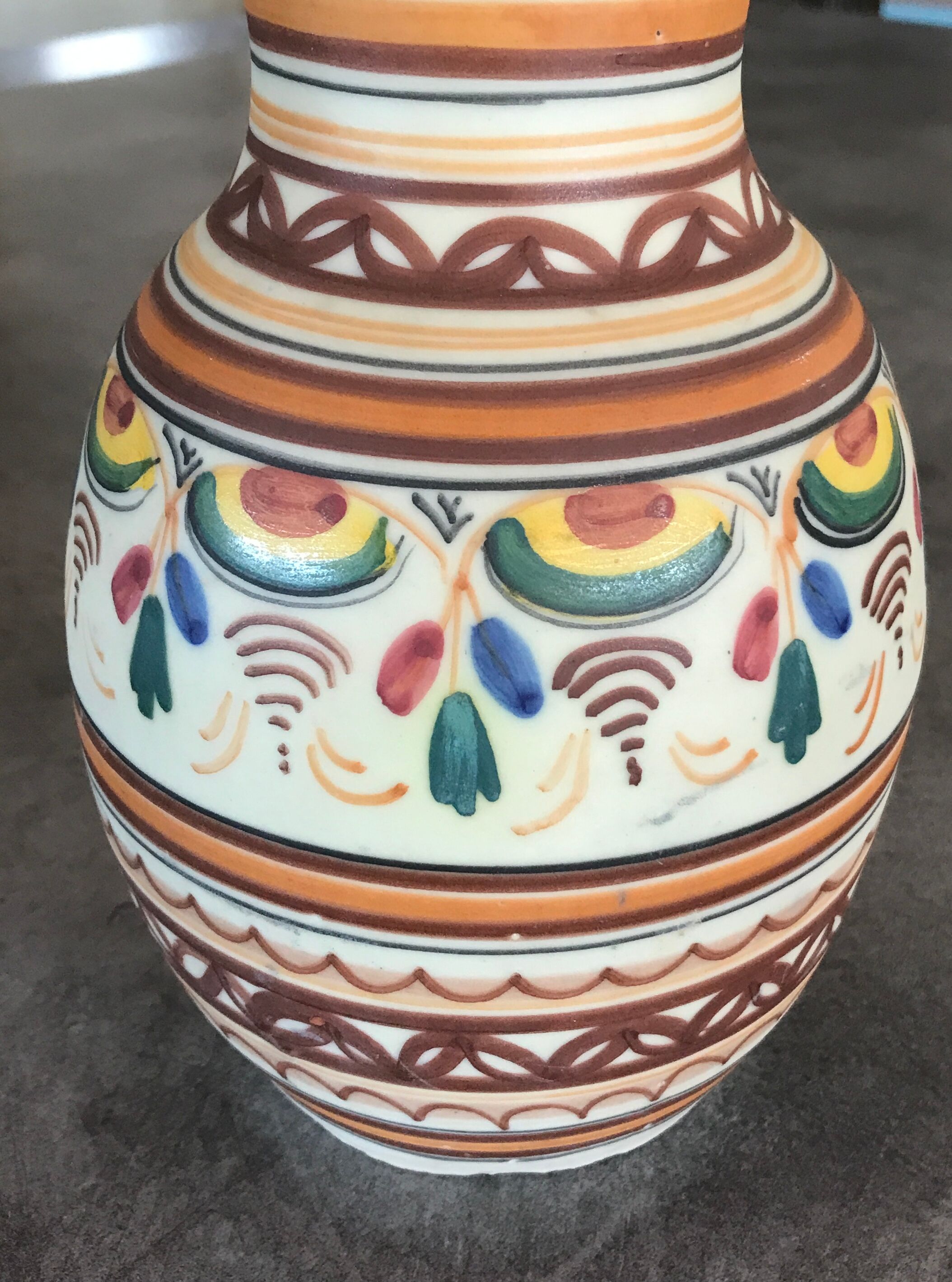 Vase pottery decorative porcelain stoneware decoration of painting polychrome hand 24 cm