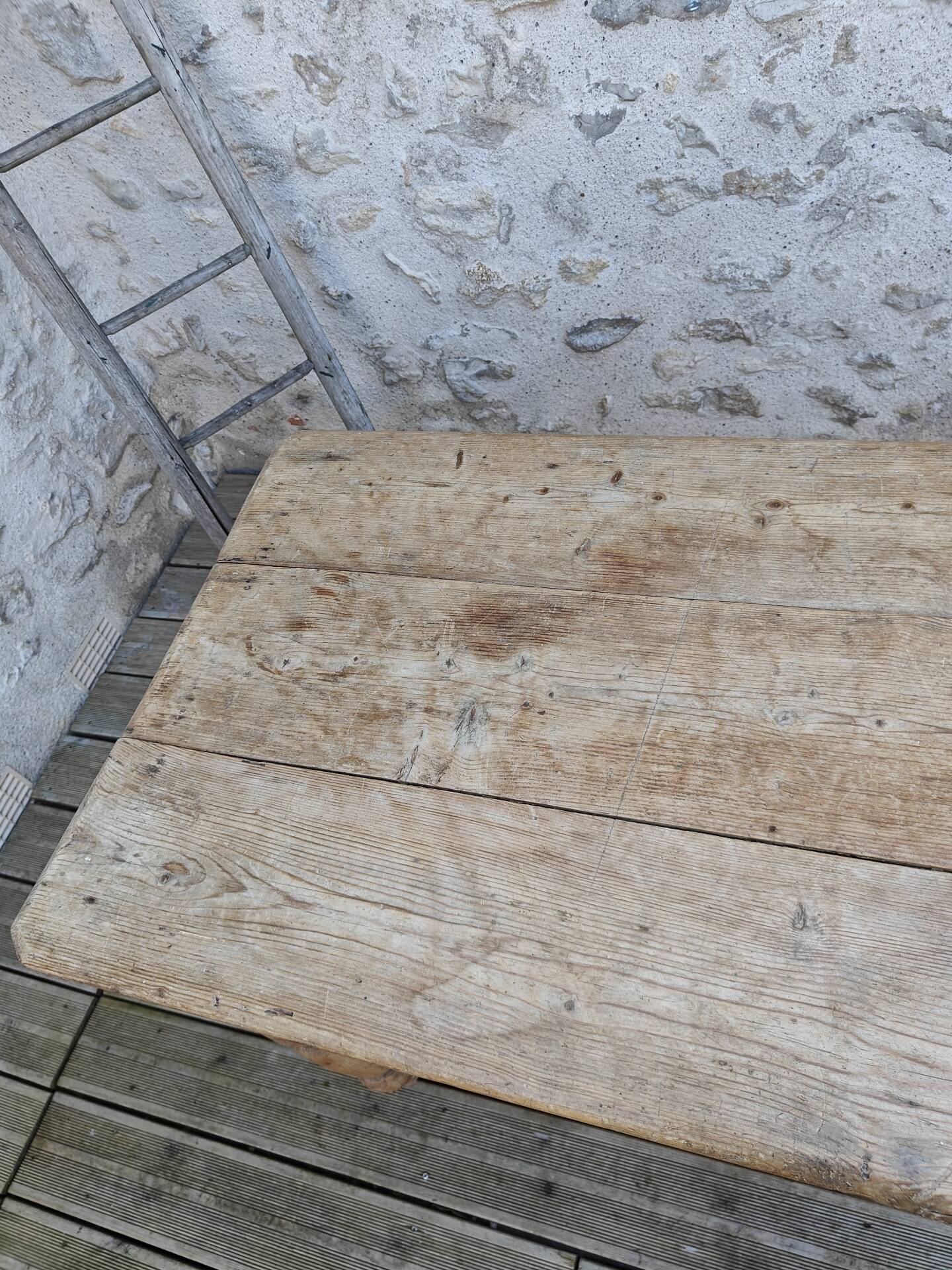 Small antique farmhouse table in solid pine.