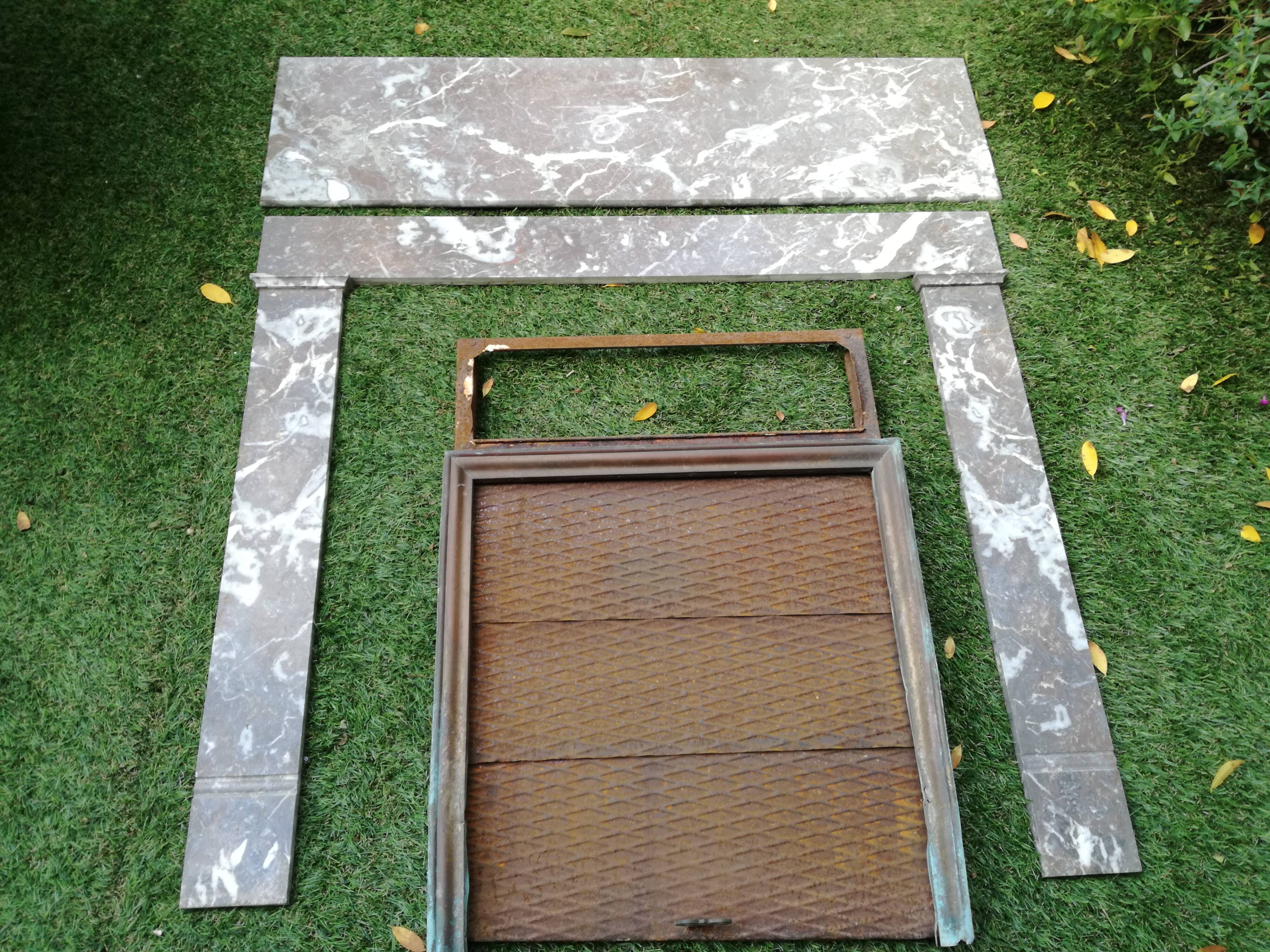 Grey marble fireplace