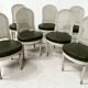 Set of seven Louis XVI style chairs in patinated beech, 20th century.