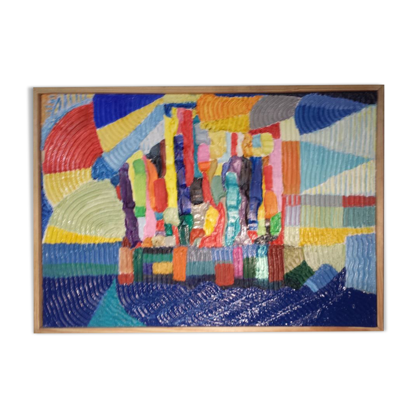 Multicolored abstract oil impressionist painting "isola bella"