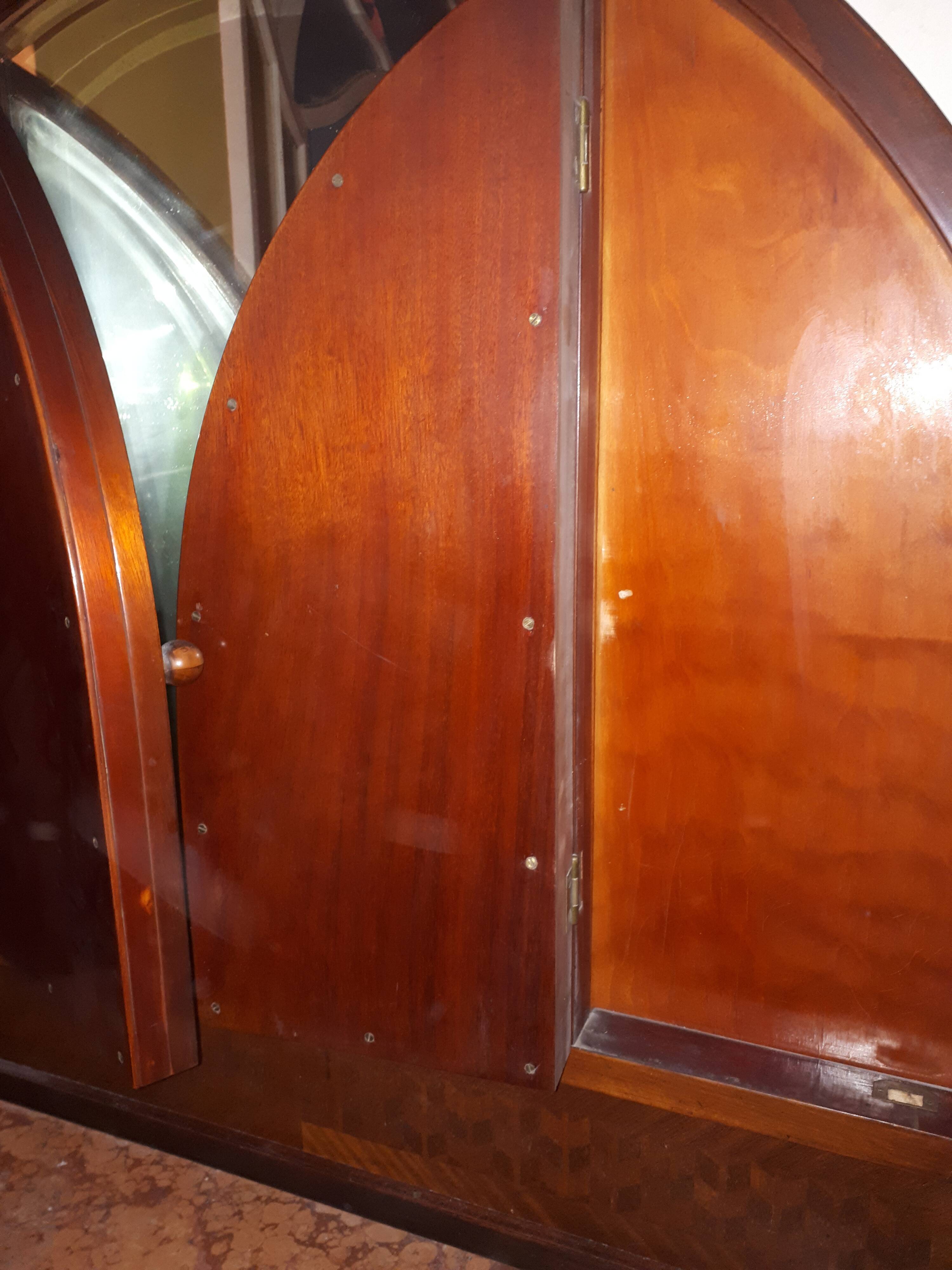 Wooden dressing table Courbet marquetry chevrons art deco Austrian