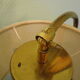 Reclining table lamp by Koch & Lowy for OMI, brass, metal, fabric - Germany - 60s/70s