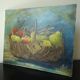 Painting still life basket of fruits oil on canvas signed