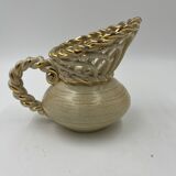 Beige vase in the shape of a jug art deco earthenware Thulin