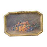 Still life bouquet of flowers, oil on wood by Lillie Honnorat