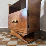 Art Deco bedside table in wood and mirror