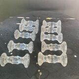 10 antique transparent molded glass knife doors