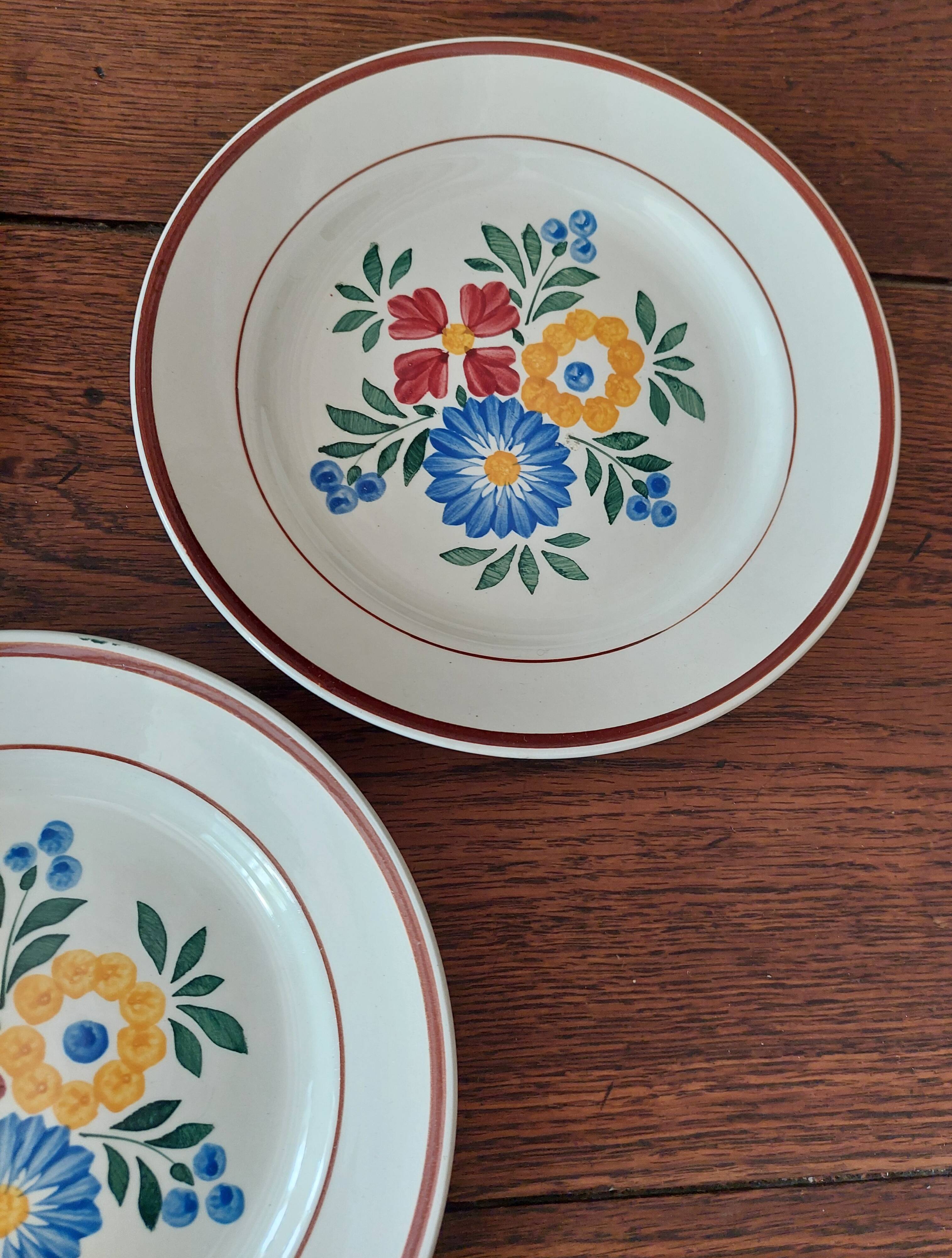 Flat plates set of five hbcm creil montereau decor cote d'argent