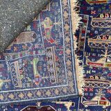 Persian wool rug blue abstract patterns 190x110cm